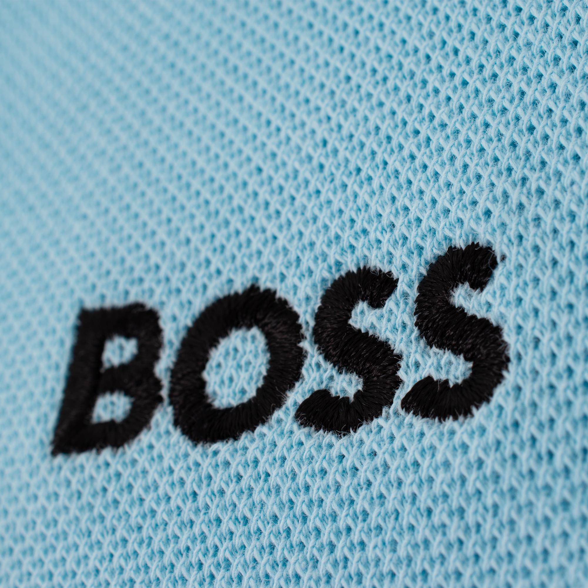 Boss Pilsy Long Sleeve Polo Shirt Light Pastel Blue